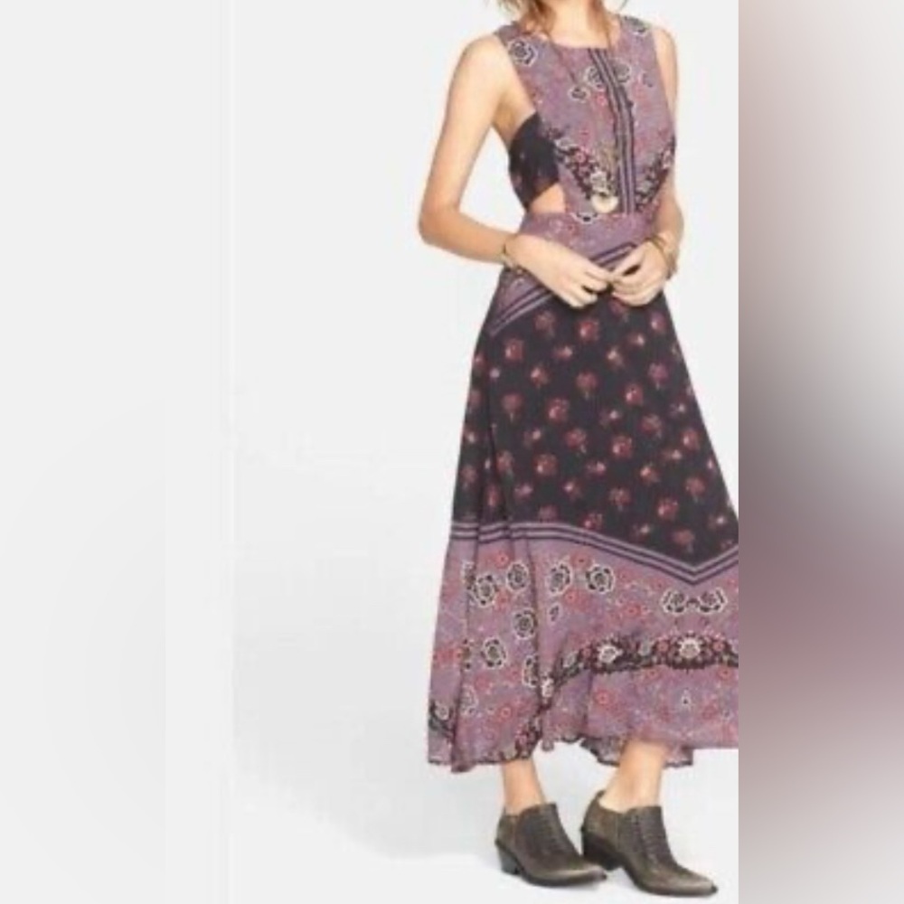 Free people sunrise oblivion floral print maxi dress 0